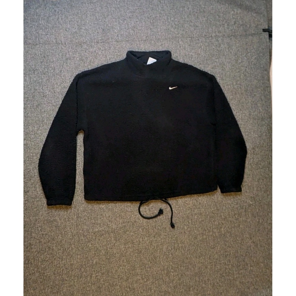 Nike Pullover Sherpa Jacket Therma-Fit Pullover Black Swoosh Small Sweatshirt